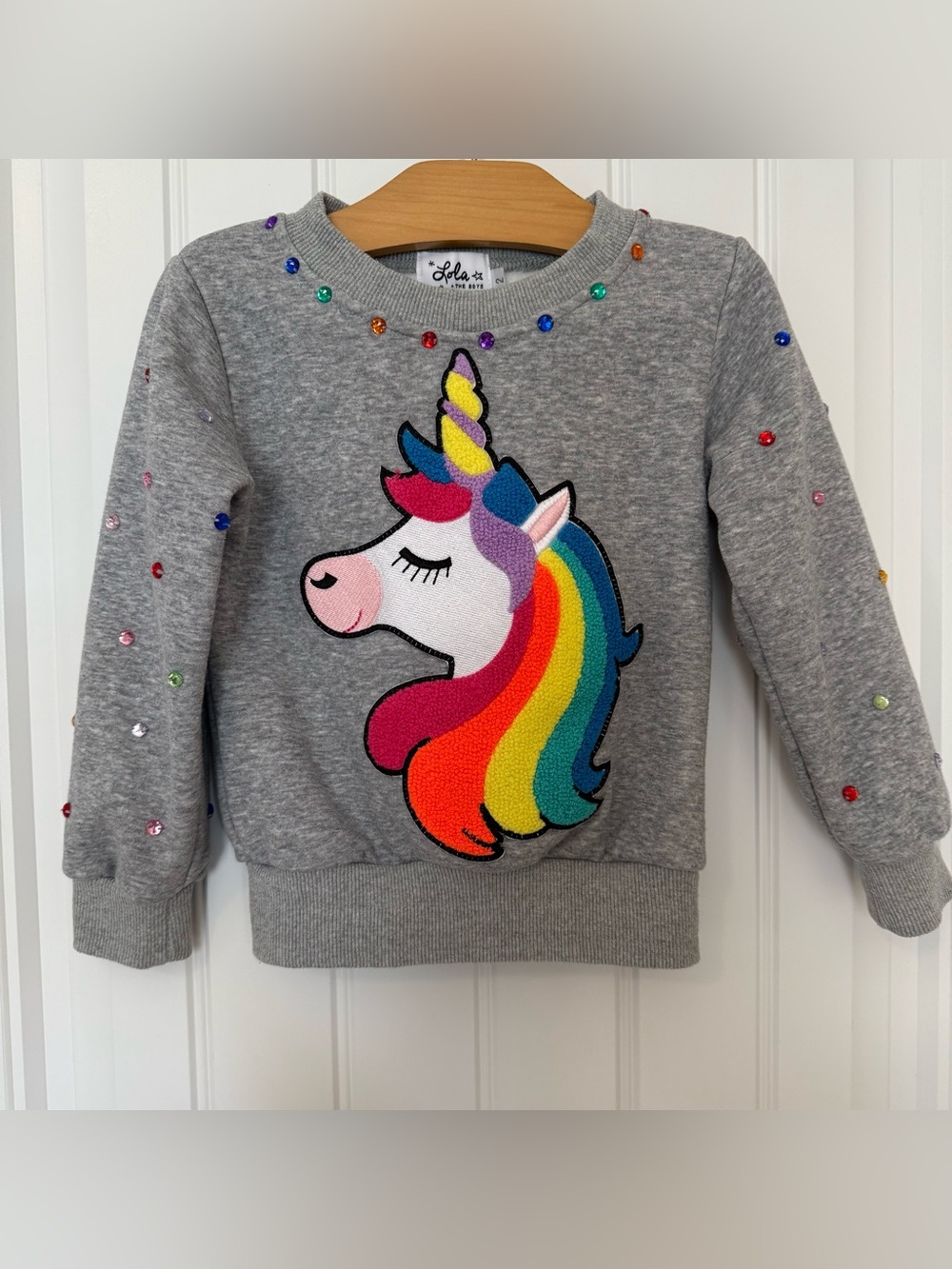 Lola + the Boys Happy Unicorn Gem Sweatshirt Size 2